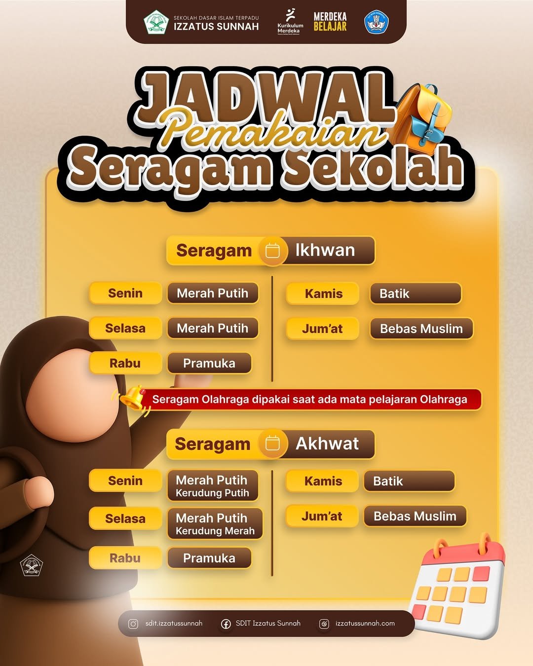 Jadwal Pemakaian Seragam